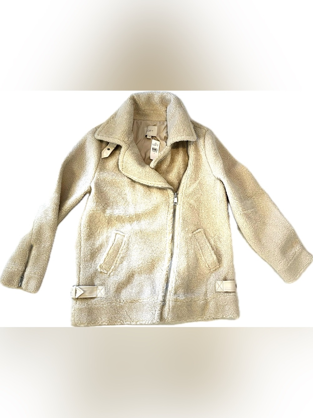 LOFT SHERPA MOTO JACKET-Small -Cream/ NWT